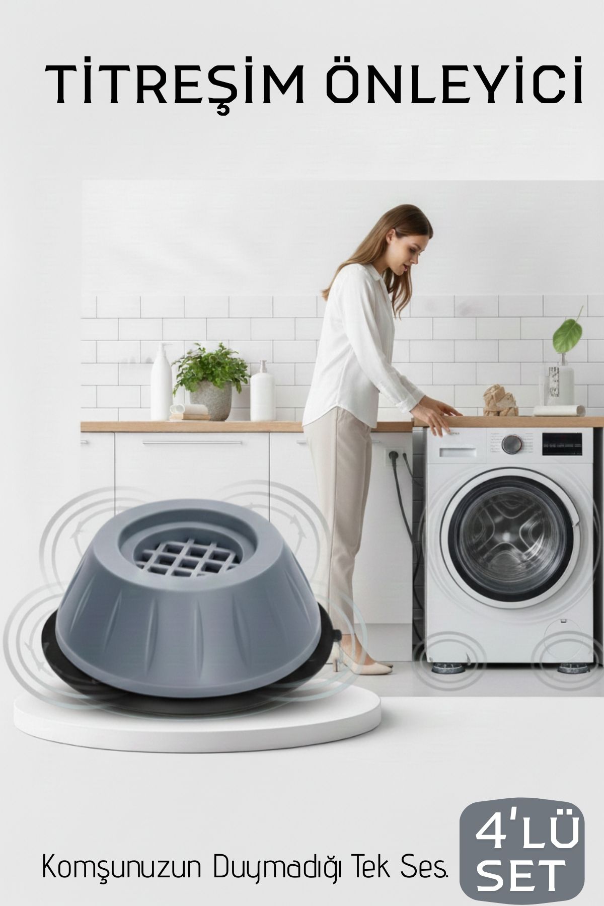 Premium 4'lü Titreşim Önleyici Kauçuk Ayak Seti - Ultra Sessiz ve Sarsıntısız Yıkama Teknolojisi 