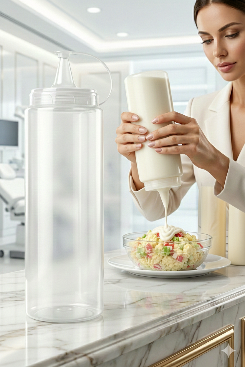 2'li Sos Şişesi, Ketçap Mayonez Hardal ve Zeytinyağı Şişesi Seti - 700 ml Sızdırmaz Kapaklı Profesyonel Mutfak Dispenseri 722596