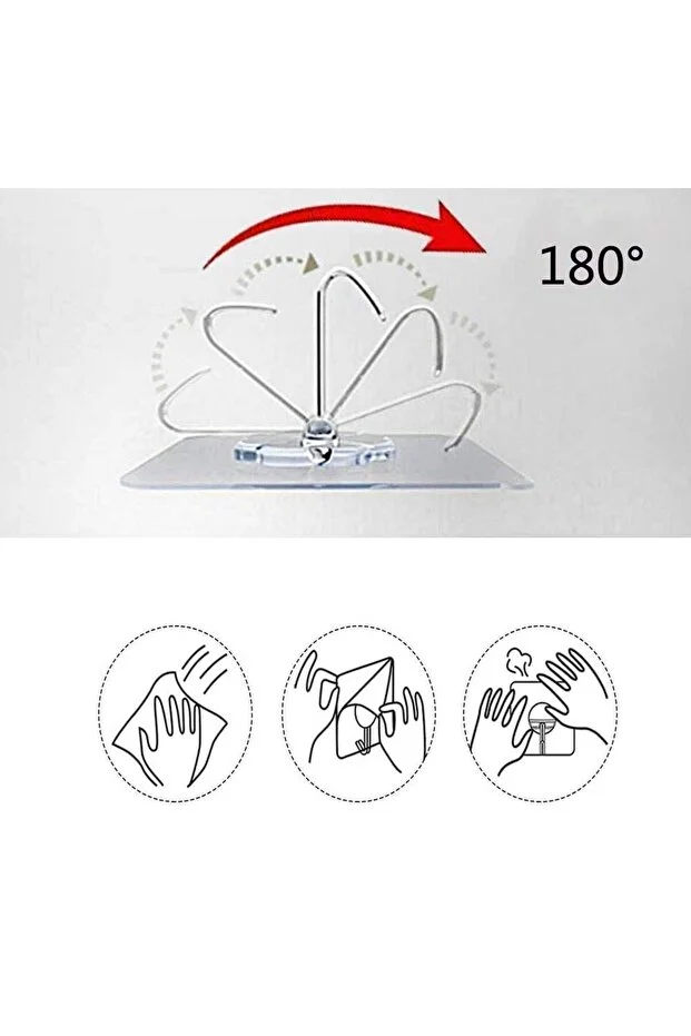 10'lu Şeffaf Kendinden Yapışkanlı Güçlü Askı Kancası, Banyo Mutfak Organizer, İz Bırakmaz Pratik Askı  718407