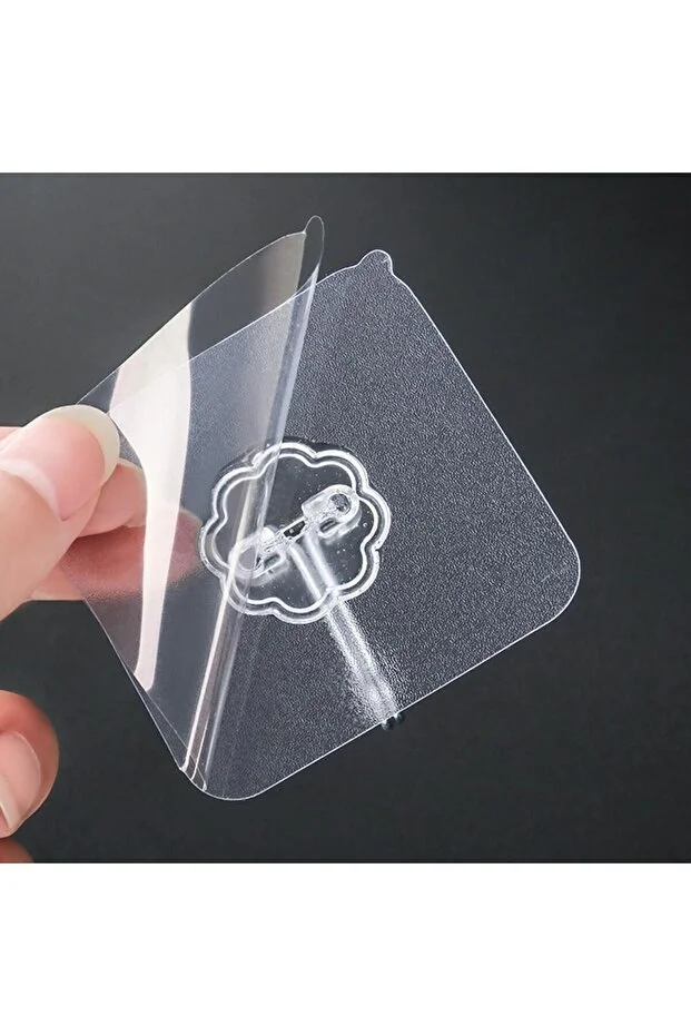 10'lu Şeffaf Kendinden Yapışkanlı Güçlü Askı Kancası, Banyo Mutfak Organizer, İz Bırakmaz Pratik Askı  718407