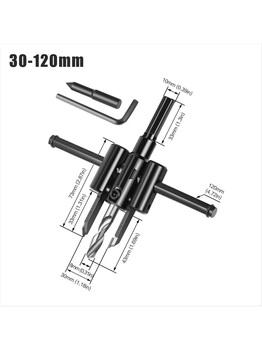 Profesyonel Ayarlı Daire Kesici Panç Seti (30-120mm) - Tungsten Çelik Uçlu Hassas Delme Seti 722604