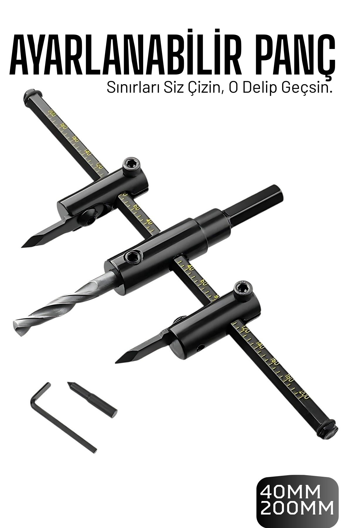 Profesyonel Ayarlı Daire Kesici Panç Seti (40-200mm) - Tungsten Çelik Uçlu Hassas Delme Seti 722605
