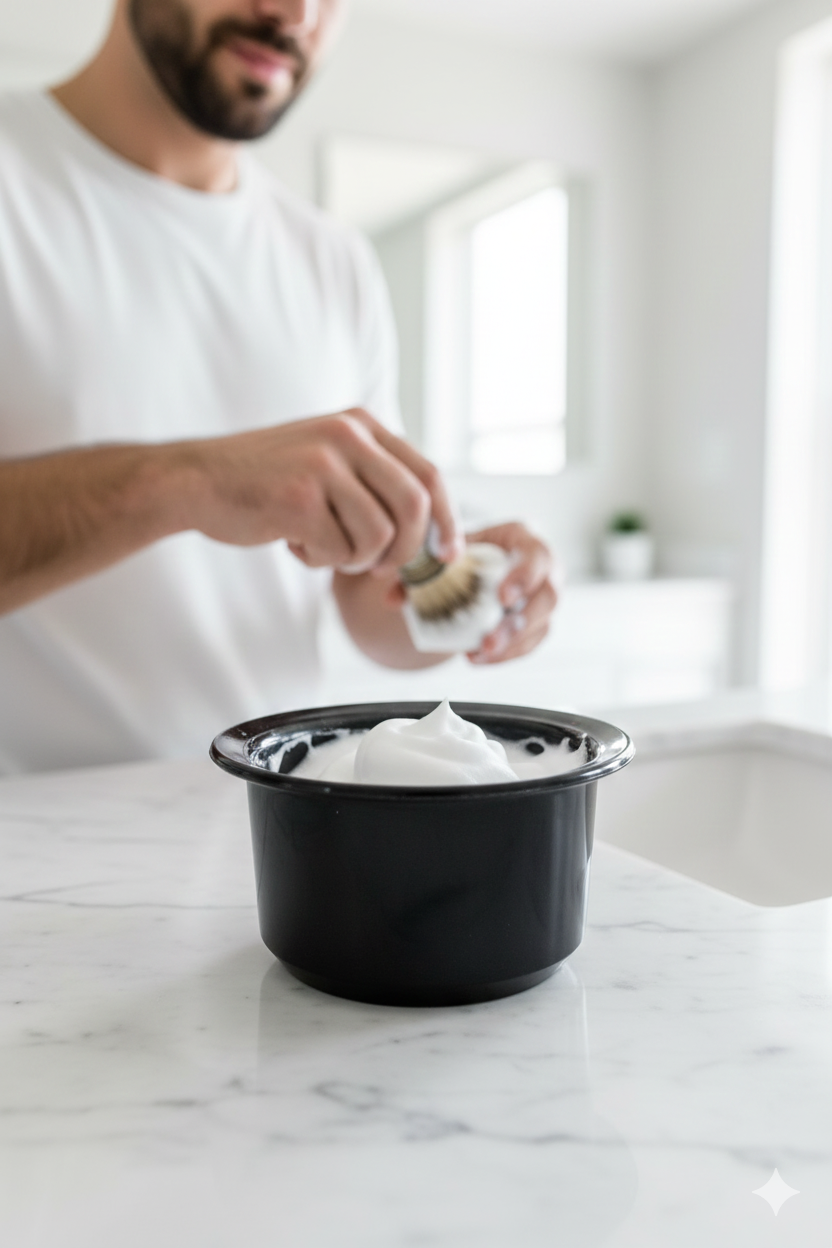 Profesyonel Siyah Tıraş Tası  - Berber Tipi Ergonomik Sabun Köpürtme Kabı - 715737