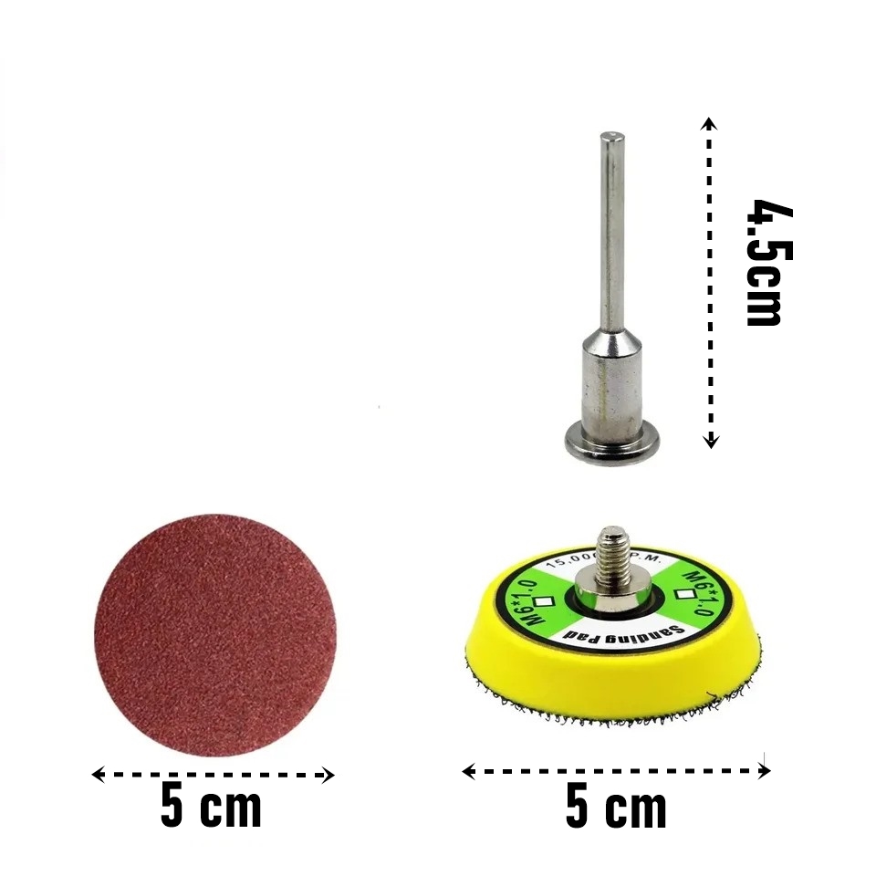 Pimli 50mm Cırt Zımpara Taban Seti 124 Parça Matkap ve Gravür Uyumlu Profesyonel Hobi Seti 722610