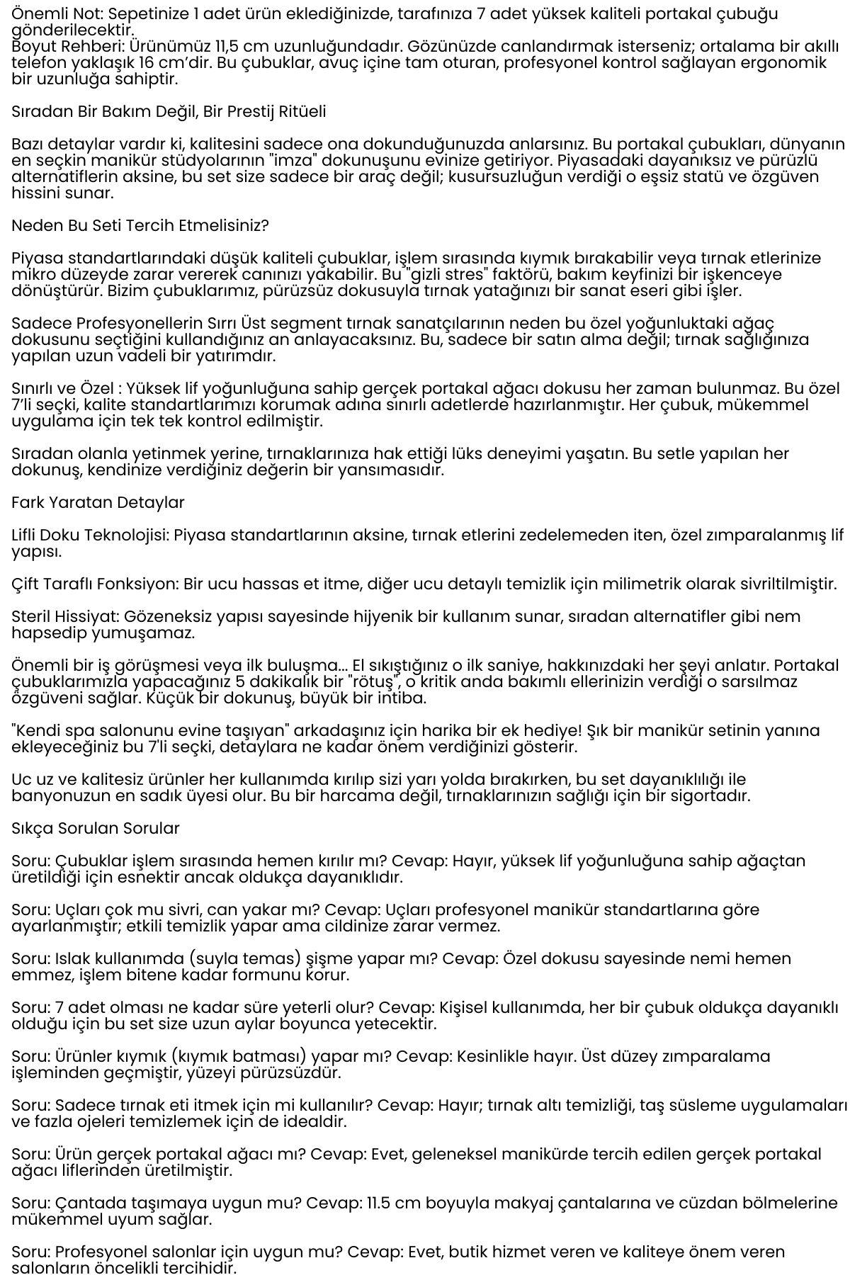 Profesyonel 7’li Portakal Çubuğu Seti - 11.5 cm Manikür & Pedikür Et İtici ve Tırnak Temizleme Seti 722611