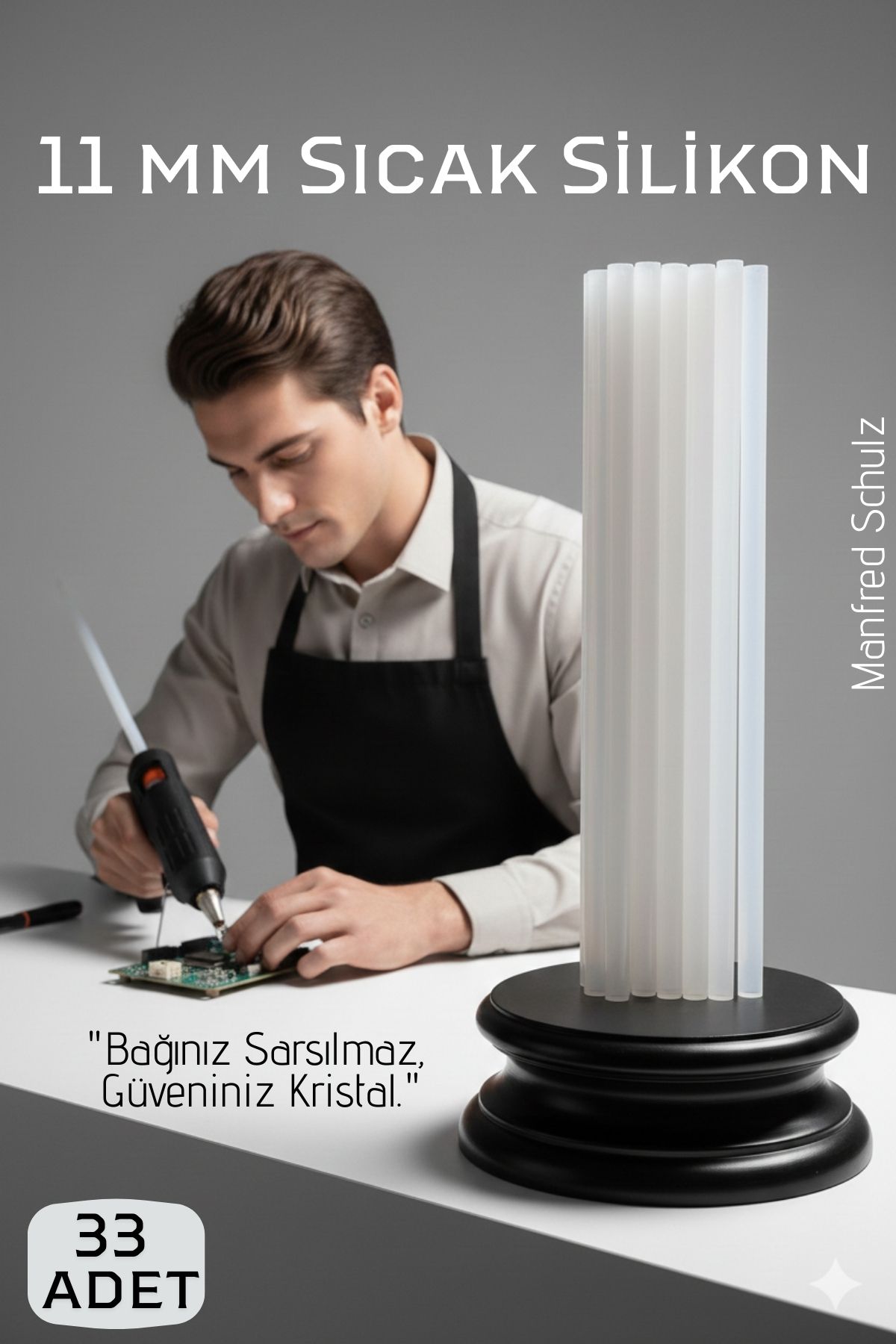 33'lü Set: 11mm Kalın Ultra-Şeffaf Profesyonel Sıcak Silikon – Kristal Berraklığında Güçlü Yapışkan 722613