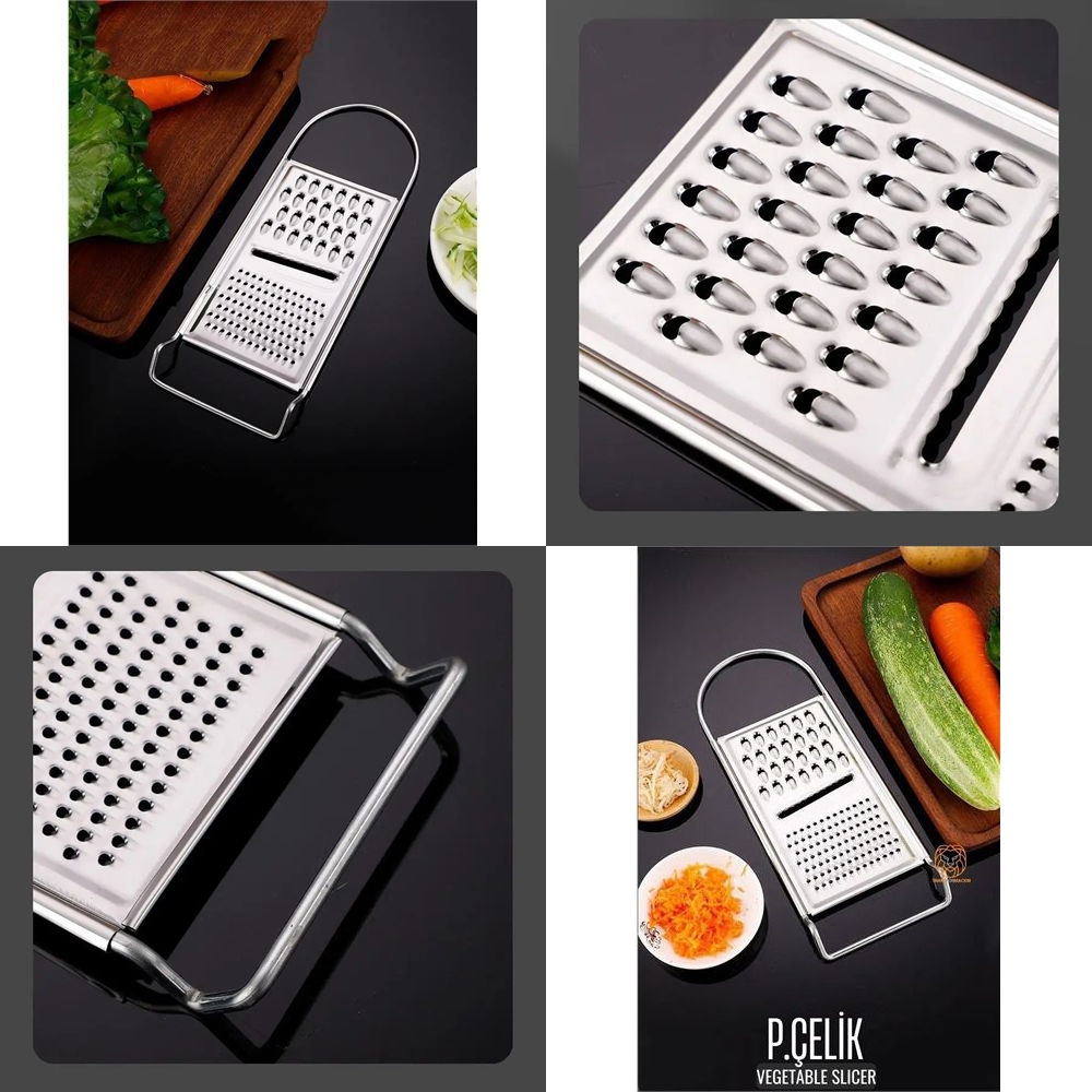 Paslanmaz Çelik El Rendesi ve Ahşap Saplı Kabak Oyacağı - 2'li Profesyonel Mutfak Hazırlık Seti 722617