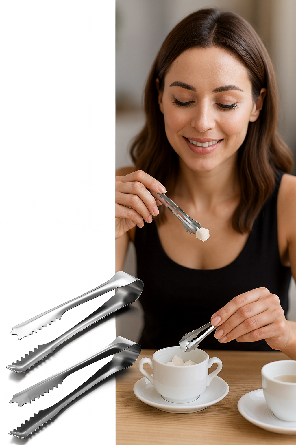 2 'li Paslanmaz Çelik Şeker Maşası - Profesyonel Sunum ve Servis Maşası Seti - 12.5 cm  722624