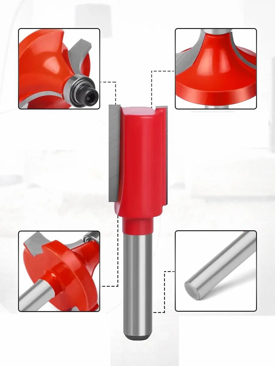 Profesyonel 12'li Ahşap Freze Ucu Seti 8mm Şaft | Rulmanlı Karbür Oyma Bıçakları Ahşap Kutulu 722627