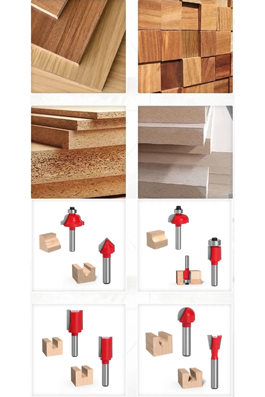 Profesyonel 12'li Ahşap Freze Ucu Seti 8mm Şaft | Rulmanlı Karbür Oyma Bıçakları Ahşap Kutulu 722627