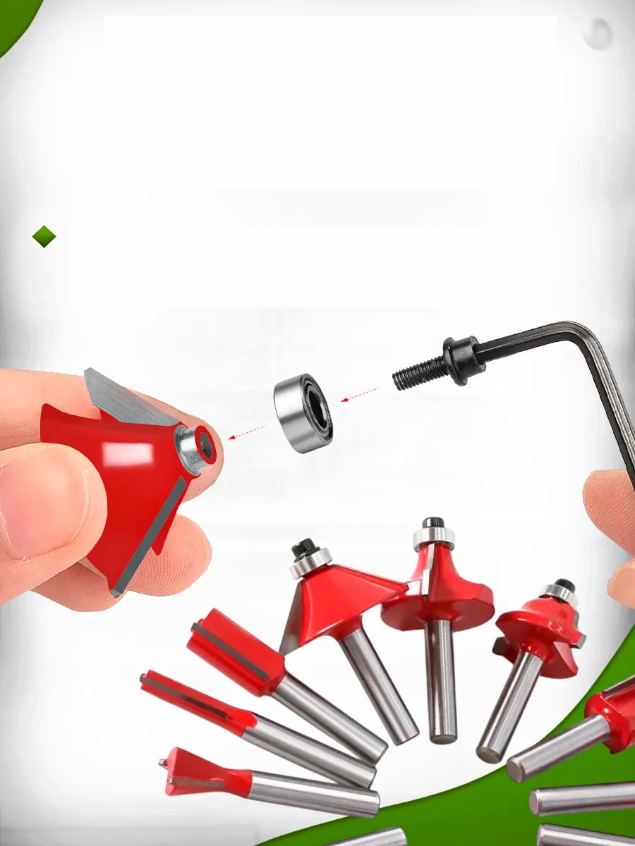 Profesyonel 12'li Ahşap Freze Ucu Seti 8mm Şaft | Rulmanlı Karbür Oyma Bıçakları Ahşap Kutulu 722627