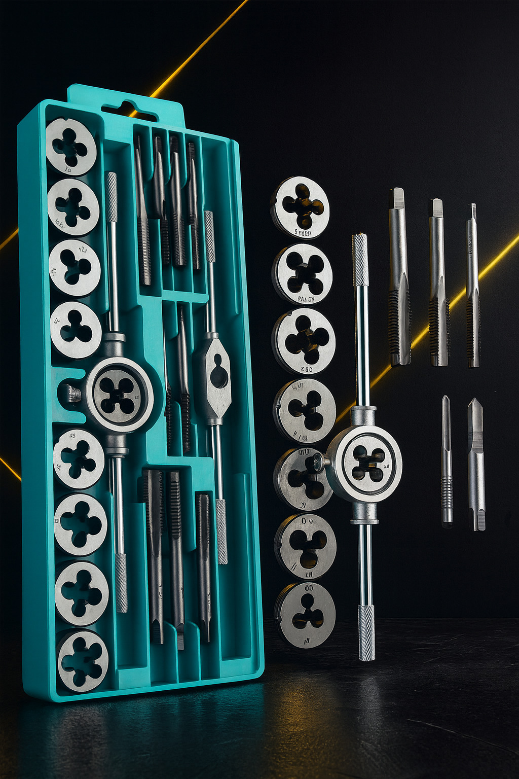 20 Parça Profesyonel Metrik Ters Kılavuz ve Pafta Seti M3-M12 - Hassas Diş Açma ve Onarım Takımı 722464