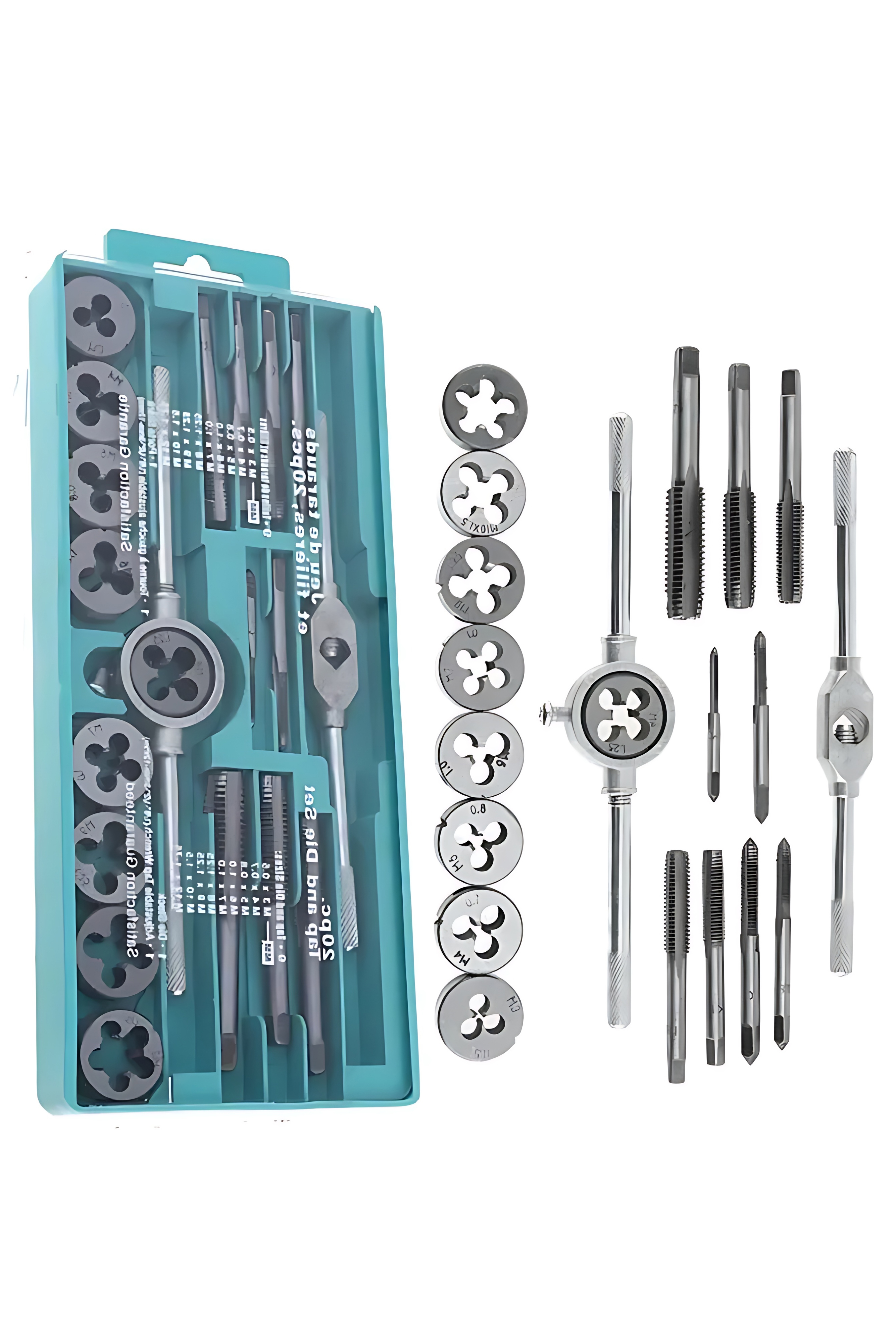 20 Parça Profesyonel Metrik Ters Kılavuz ve Pafta Seti M3-M12 - Hassas Diş Açma ve Onarım Takımı 722464