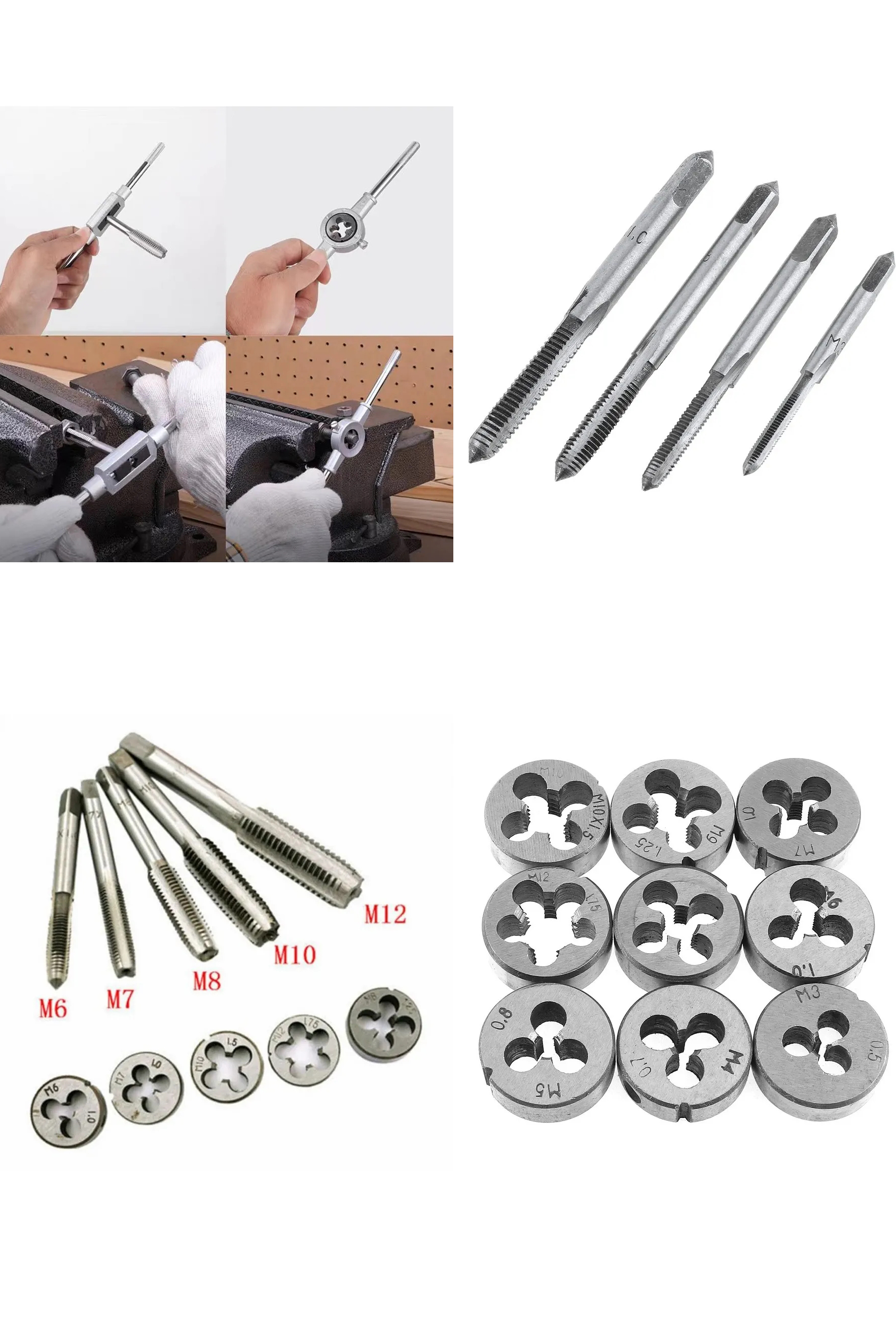 20 Parça Profesyonel Metrik Ters Kılavuz ve Pafta Seti M3-M12 - Hassas Diş Açma ve Onarım Takımı 722464