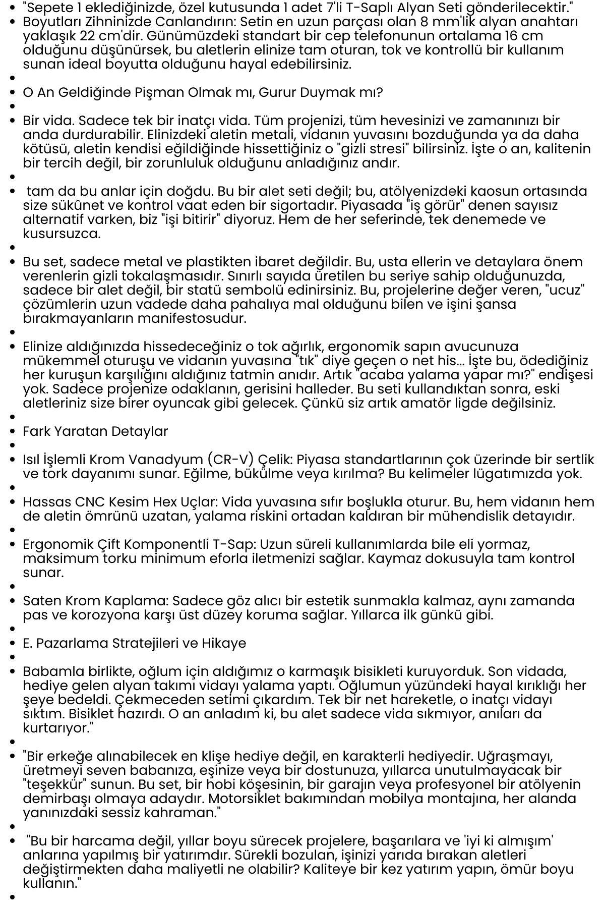 Profesyonel T-Saplı Alyan Seti | 7 Parça CR-V Çelik Hex Uçlu Güç Serisi 722632