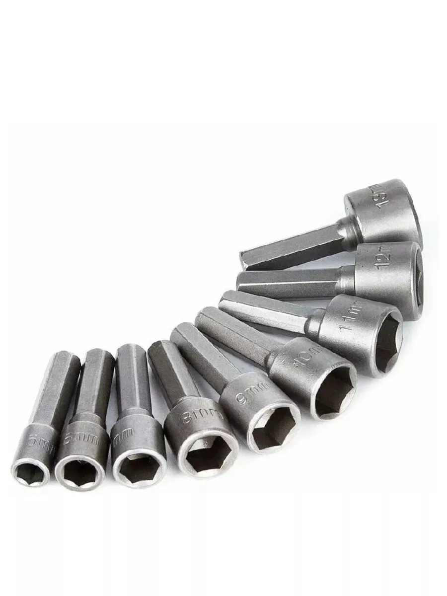 9 Parça Mıknatıslı Somun Sıkma Ucu Seti - Manyetik CR-V Çelik Matkap Ucu Adaptörü 722636