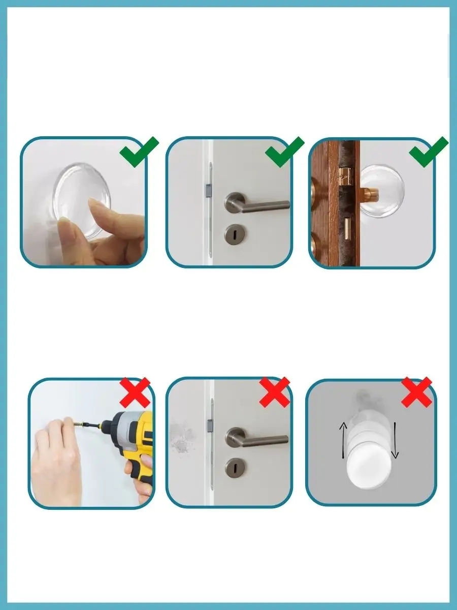 6'lı Kristal Koruma  Şeffaf Kapı Stoperi Tampon Seti | Duvar & Mobilya Çarpma Önleyici  722645