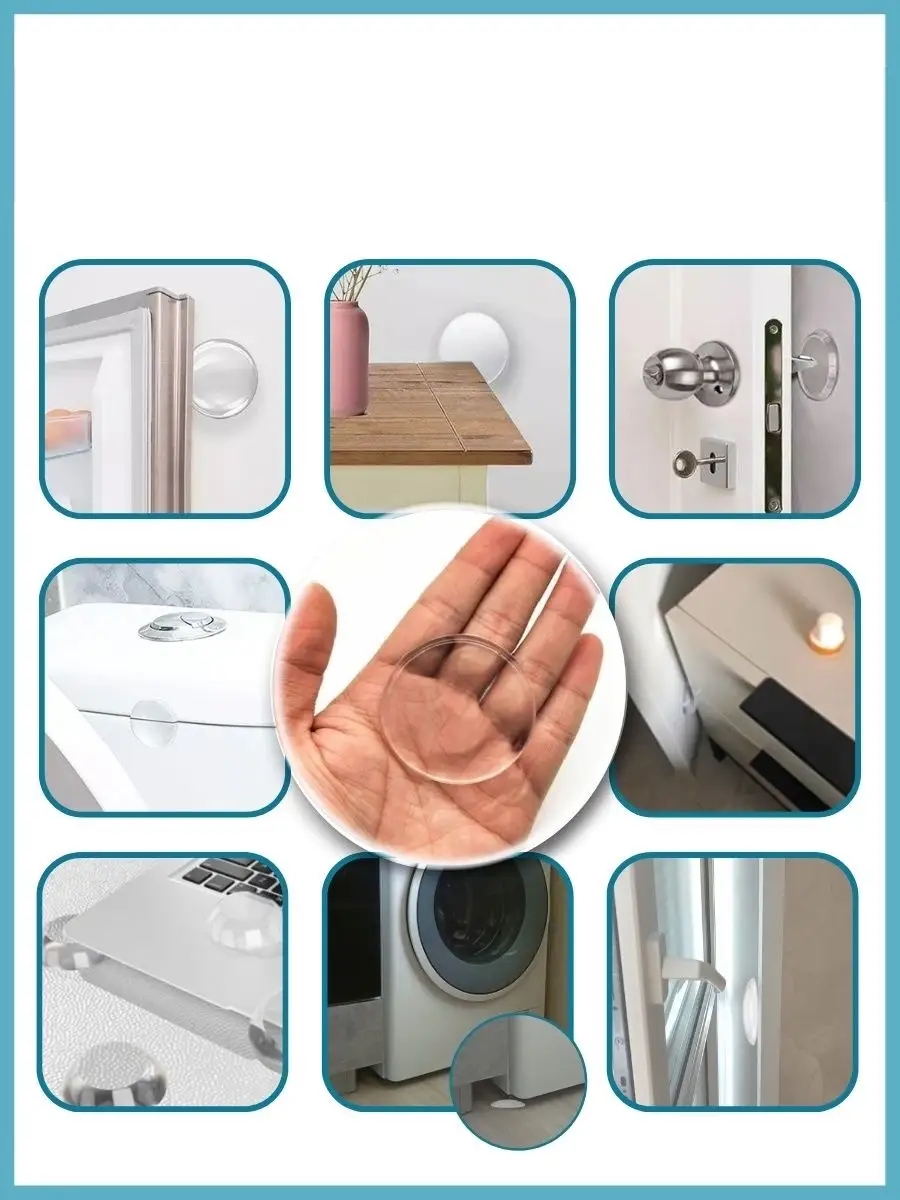 6'lı Kristal Koruma  Şeffaf Kapı Stoperi Tampon Seti | Duvar & Mobilya Çarpma Önleyici  722645