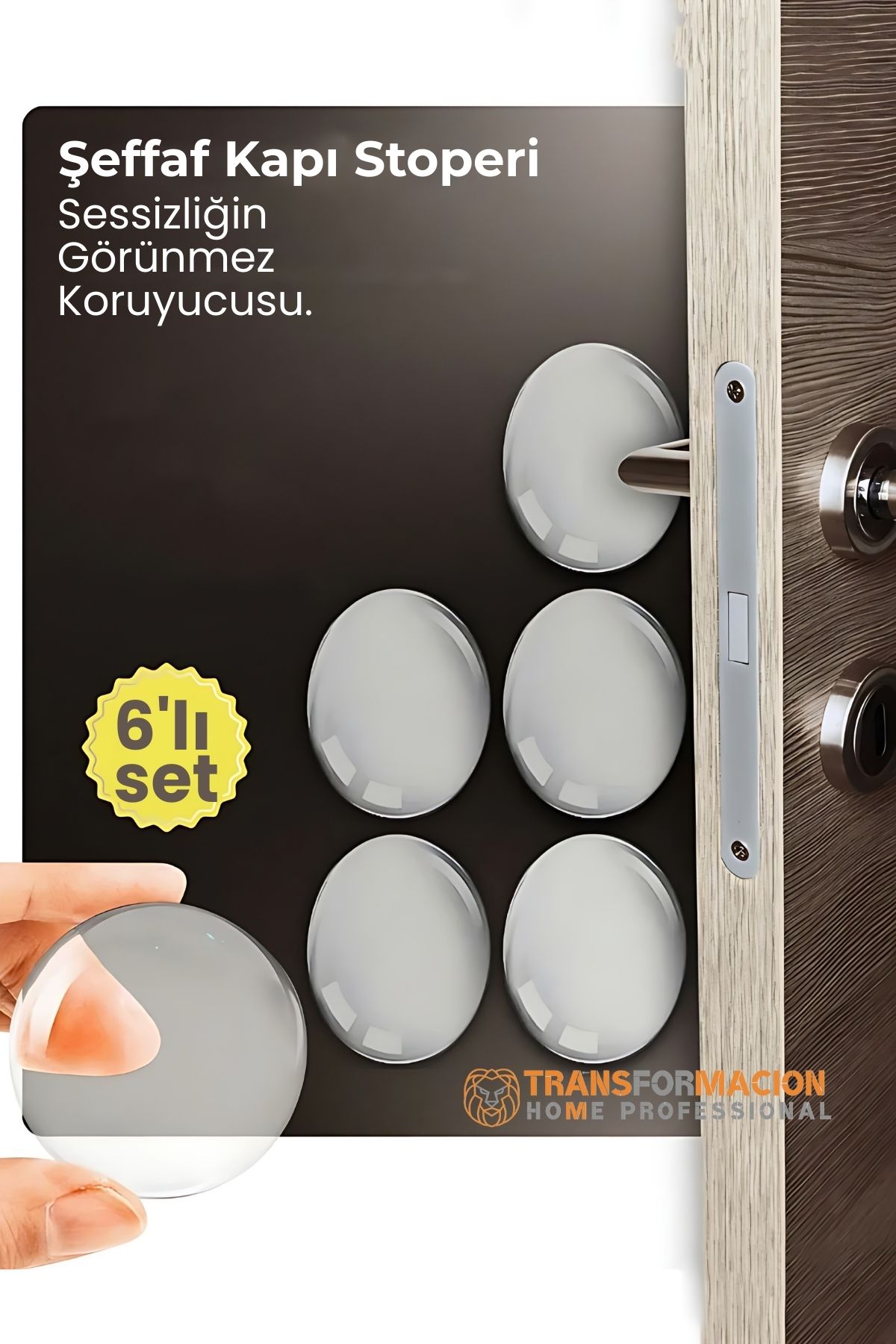 6'lı Kristal Koruma  Şeffaf Kapı Stoperi Tampon Seti | Duvar & Mobilya Çarpma Önleyici  722645