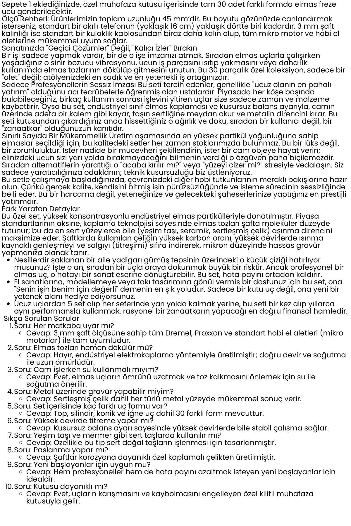 30 Parça Elmas Freze Ucu Seti - 3mm Şaft Profesyonel Gravür, Oyma ve Hassas Taşlama Seti 722639