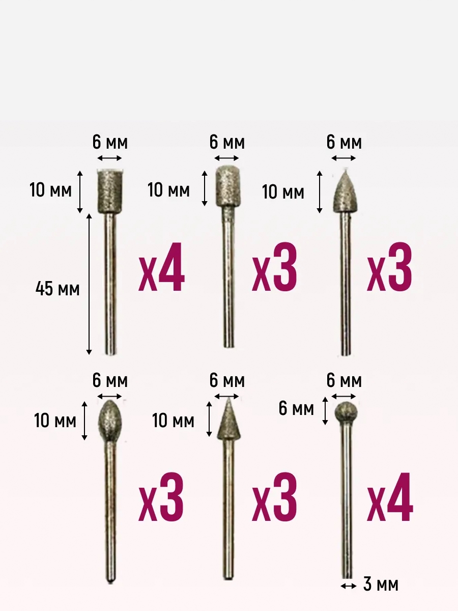 20 Parça Profesyonel Elmas Freze Ucu Seti - 3mm Şaft Gravür, Taş ve Cam İşleme Taşlama Seti 722641