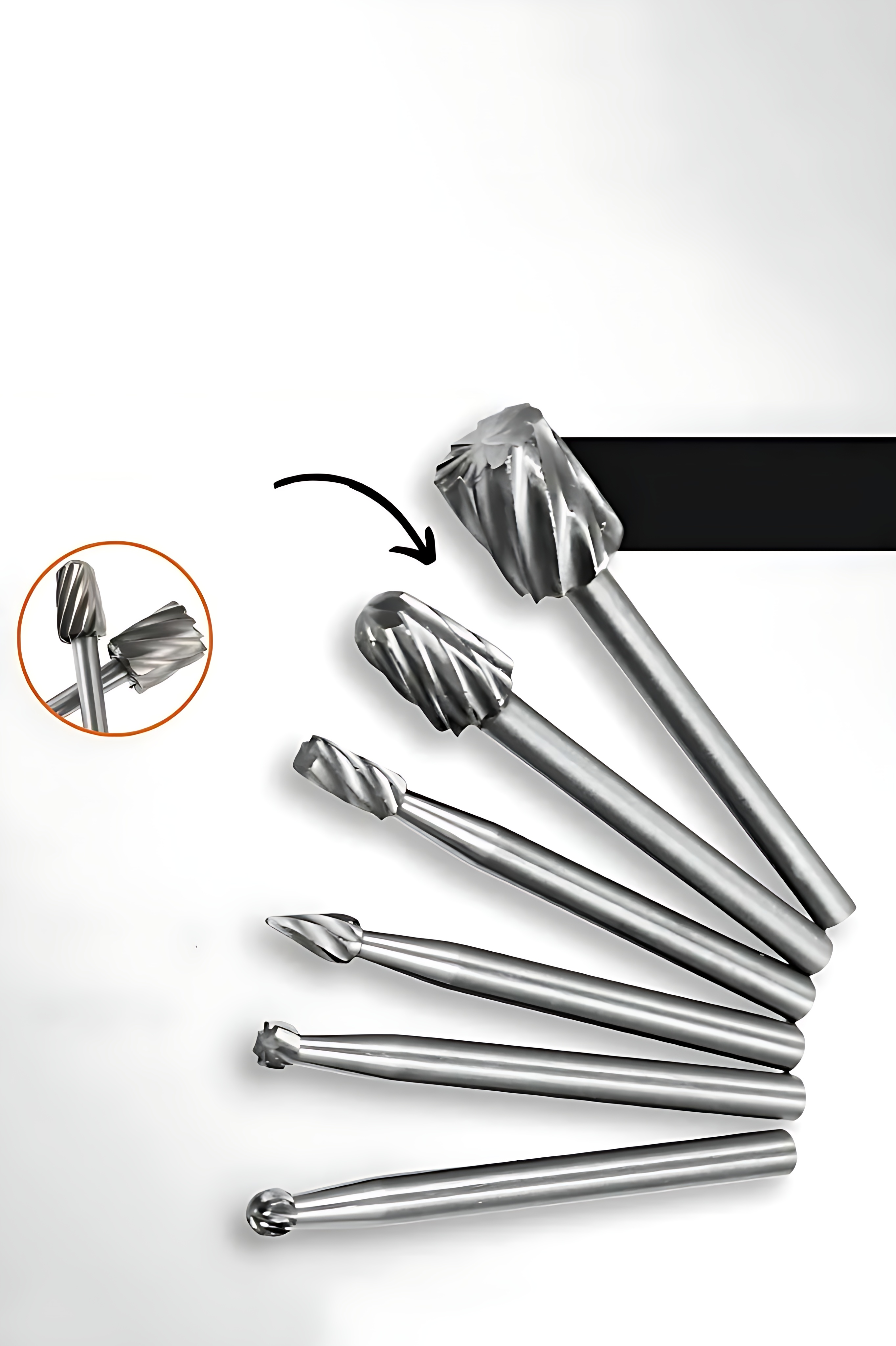 Premium 6’lı Karbür Gravür ve Taşlama Uç Seti – 3.17mm Şaft Profesyonel Oyma ve Aşındırma Seti 722640