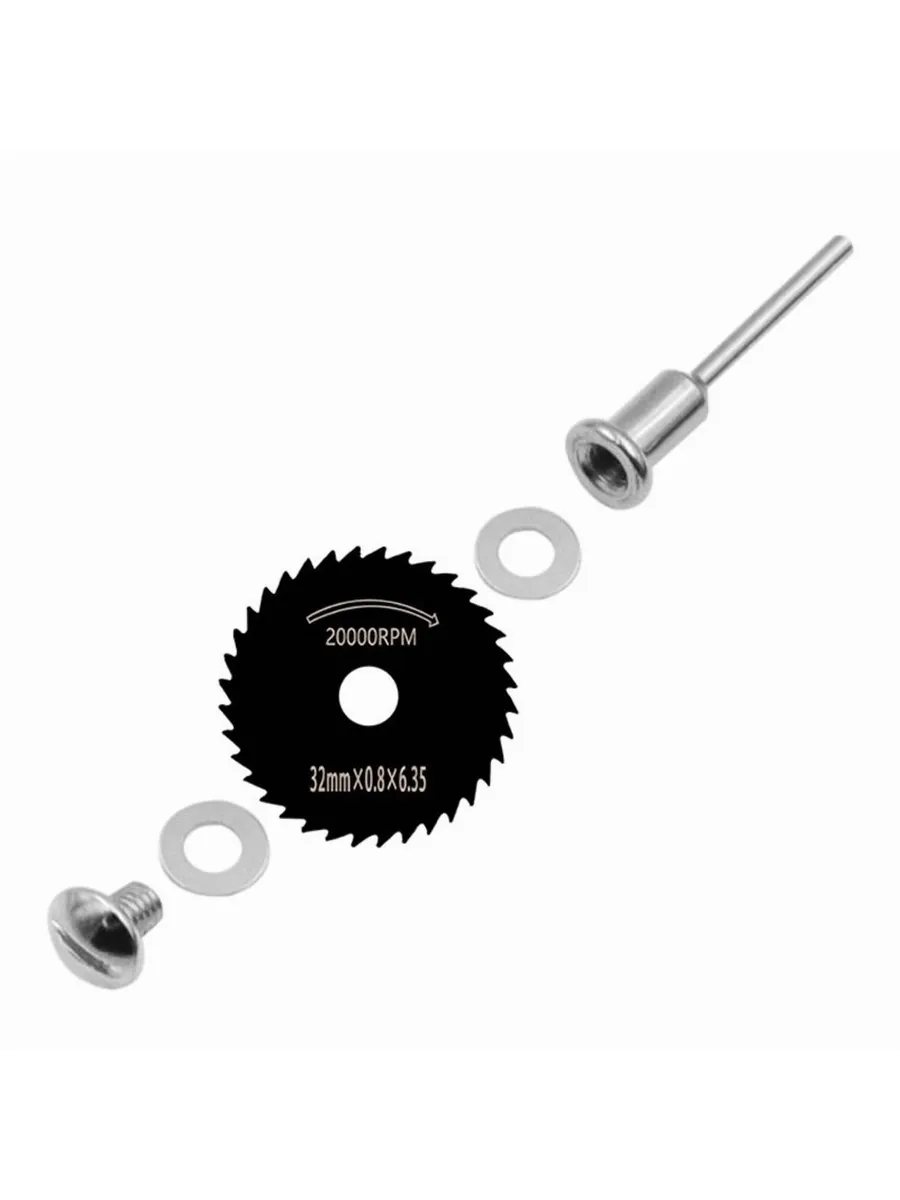 6'lı Karbür Çelik Mini Daire Testere Seti - HSS Döner Kesici Bıçak ve Mandren Takımı 722637