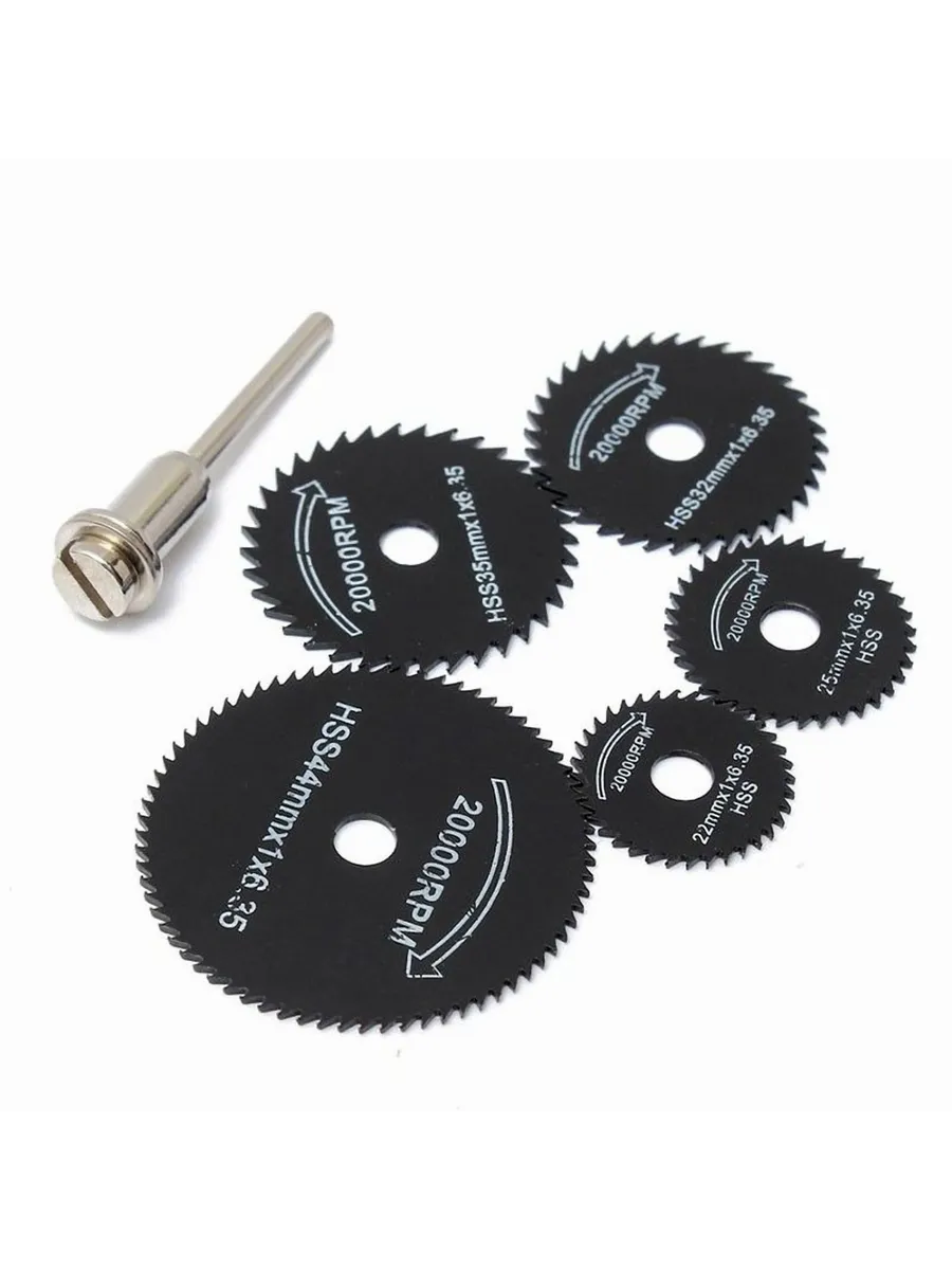 6'lı Karbür Çelik Mini Daire Testere Seti - HSS Döner Kesici Bıçak ve Mandren Takımı 722637