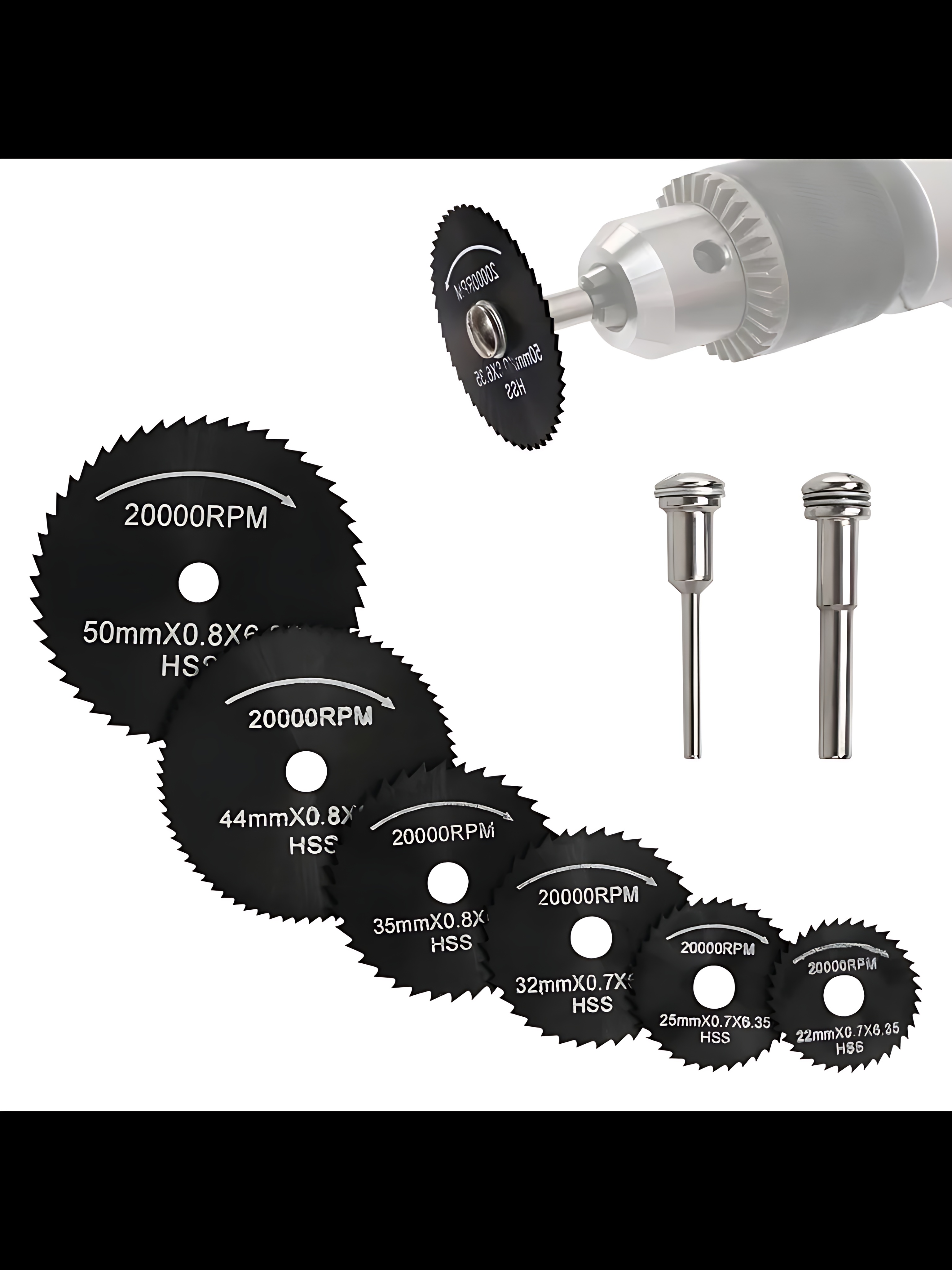 8'lı Karbür Çelik Mini Daire Testere Seti - HSS Döner Kesici Bıçak ve Mandren Takımı 722638