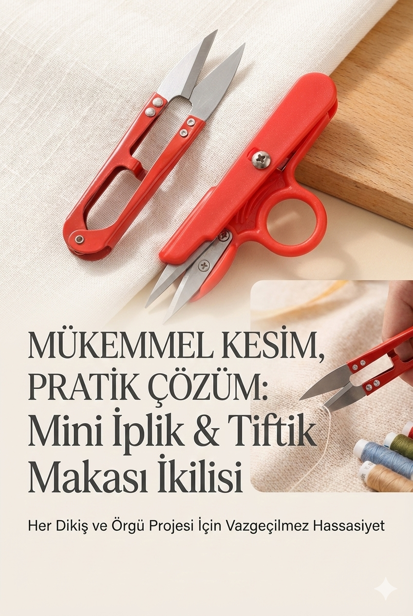 Premium 2’li Profesyonel İplik Tiftik Makası Seti - Çelik Hassas Nakış Snips 722648