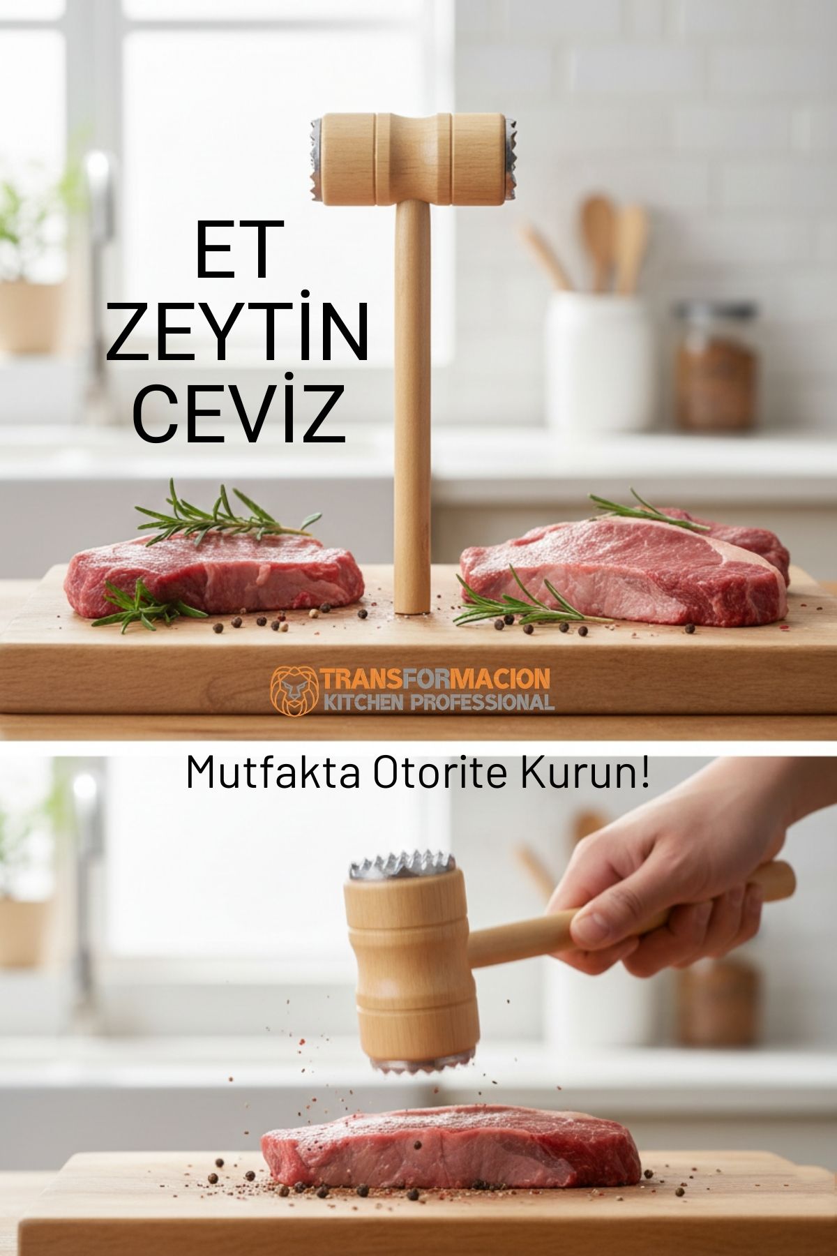 Ahşap Saplı Profesyonel Et Dövücü, Zeytin ve Ceviz Kırıcı Çekiç 722660