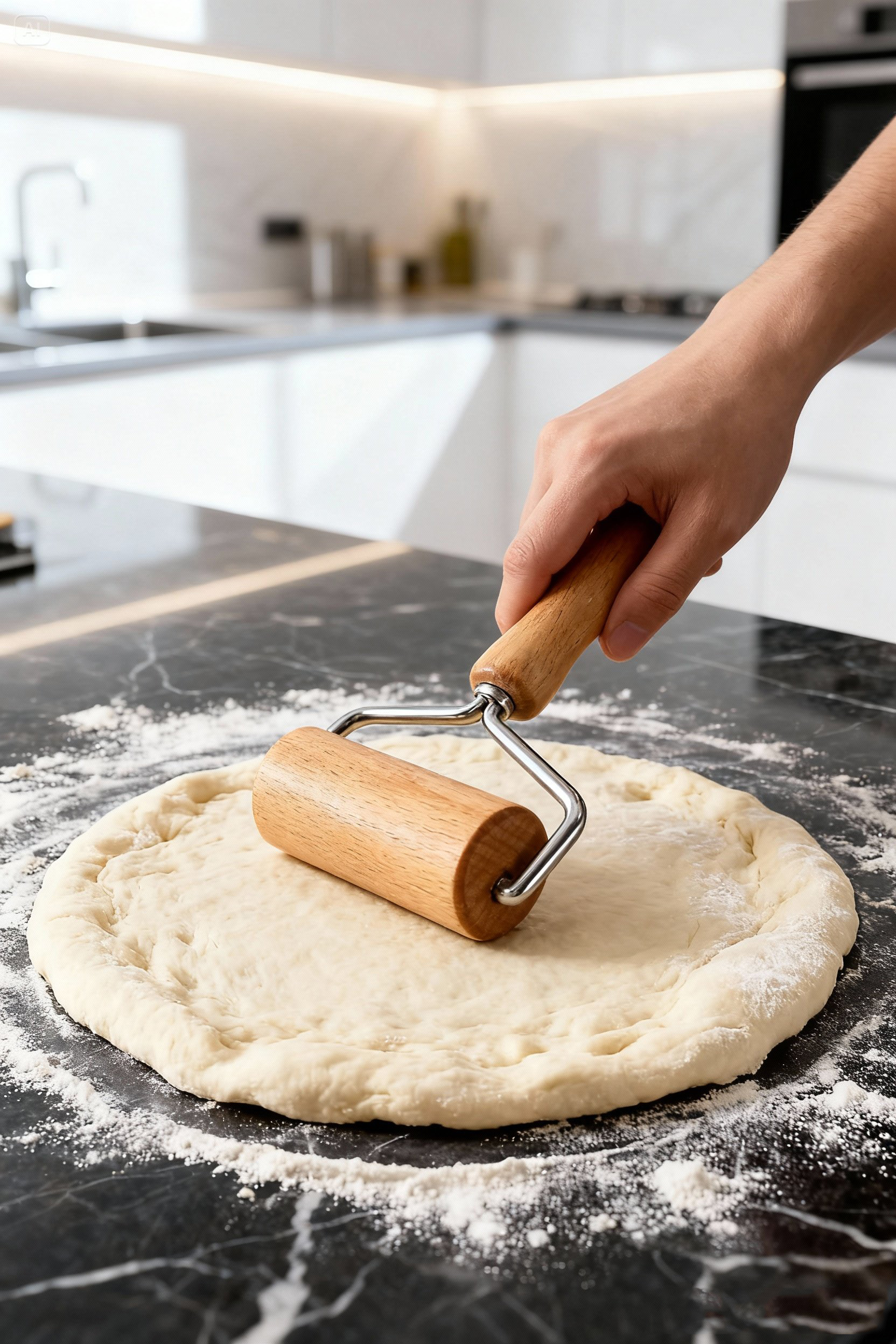 Pizza Merdanesi - Profesyonel Ahşap Saplı  Hamur Açma Merdanesi - 722661