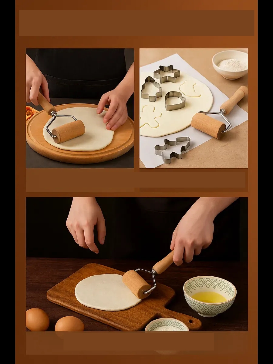 Pizza Merdanesi - Profesyonel Ahşap Saplı  Hamur Açma Merdanesi - 722661