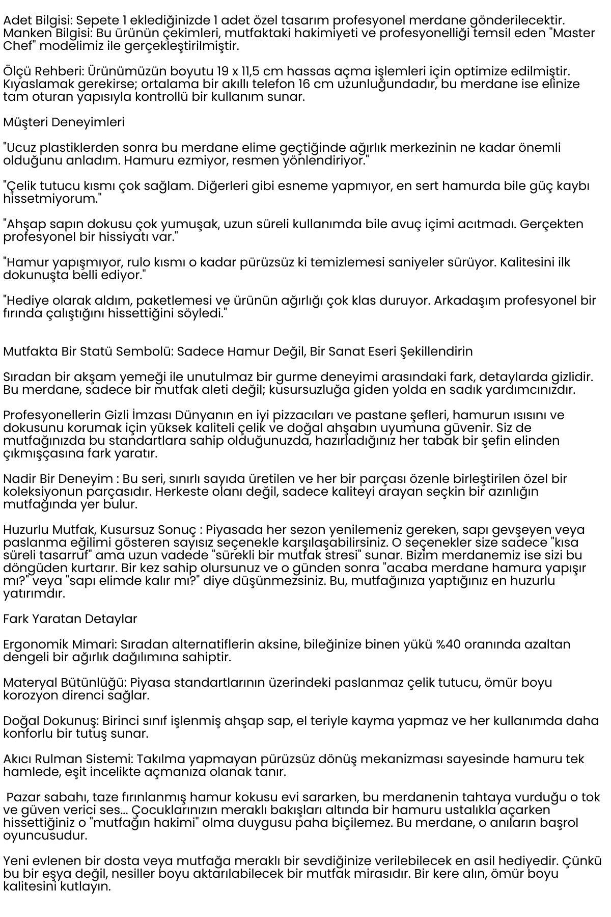 Pizza Merdanesi - Profesyonel Ahşap Saplı  Hamur Açma Merdanesi - 722661