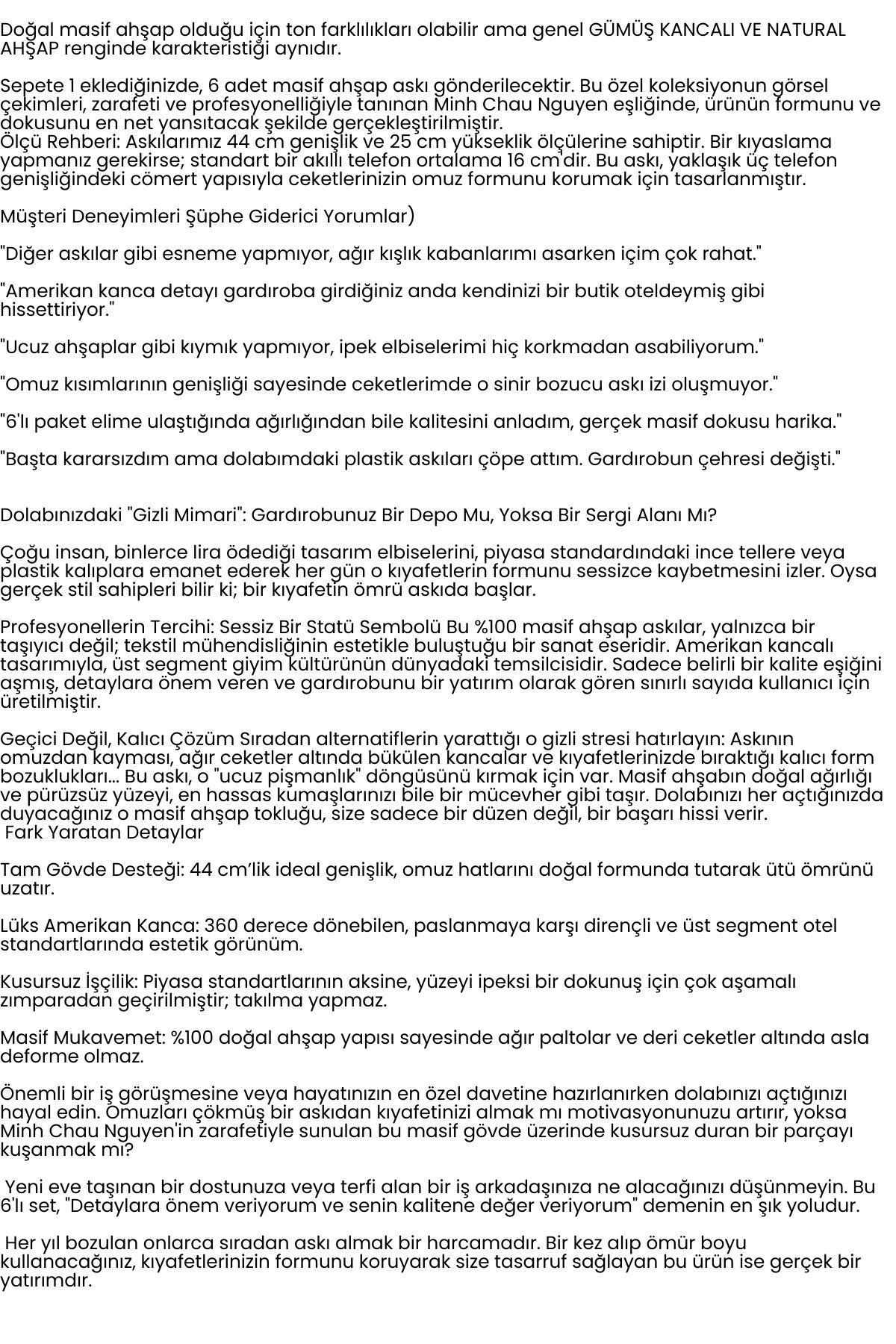LasVegas Ahşap Elbise Askısı - 6'lı Set, Lüks Amerikan Kancalı Gardırop Düzenleyici 722662