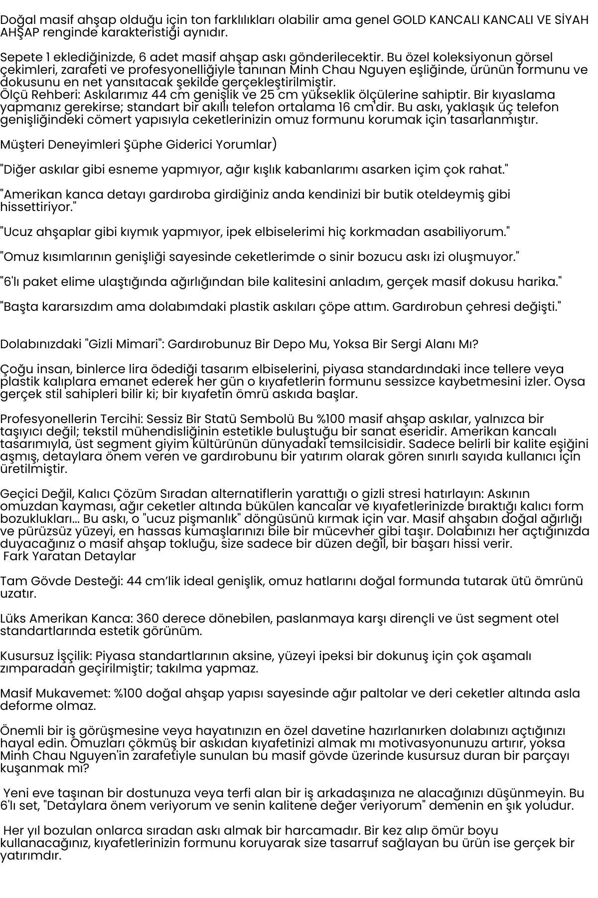 LasVegas Ahşap Elbise Askısı - 6'lı Set, Lüks Amerikan Kancalı Gardırop Düzenleyici 722663