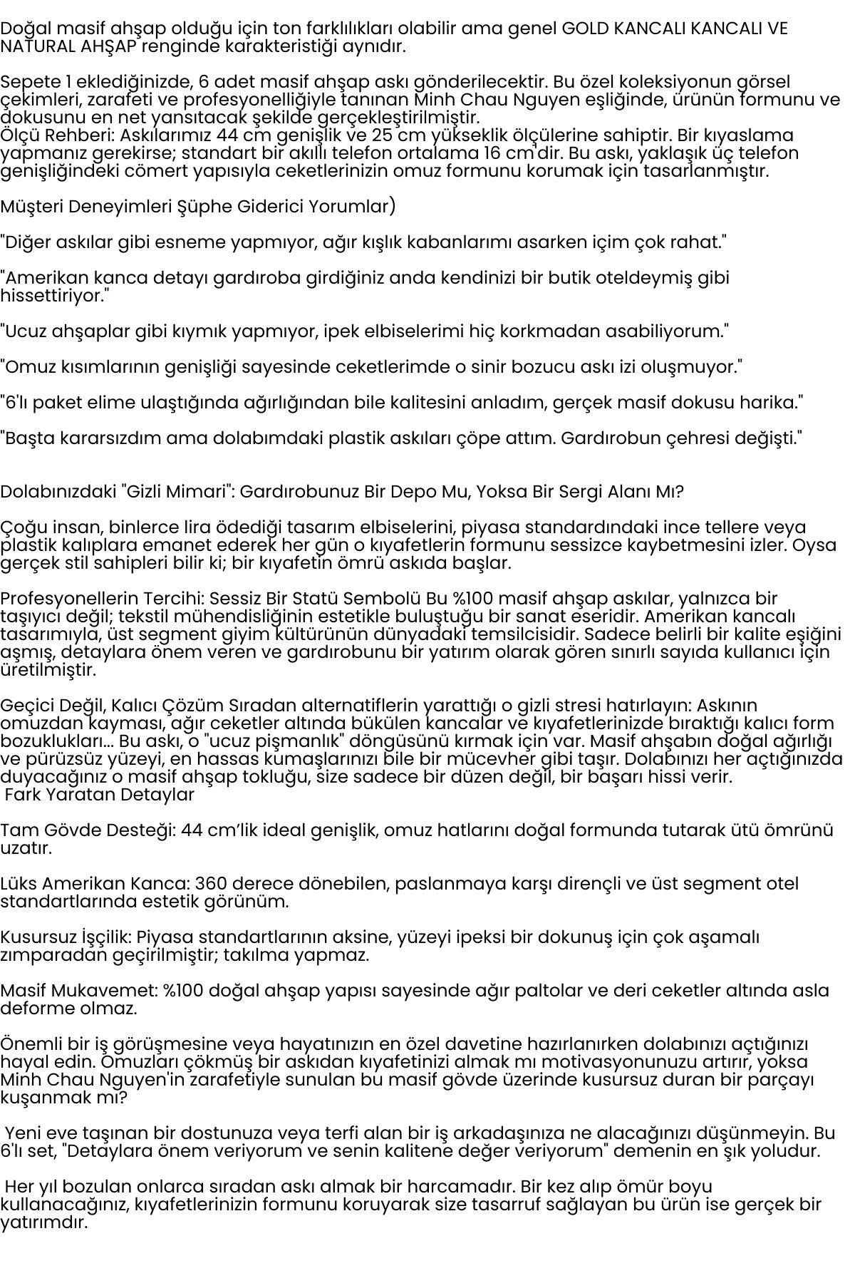 LasVegas Ahşap Elbise Askısı - 6'lı Set, Lüks Amerikan Kancalı Gardırop Düzenleyici 722664