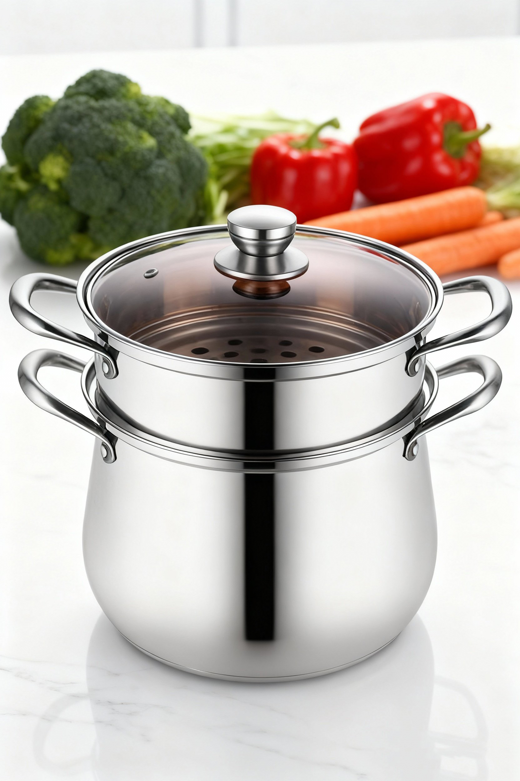 2 Katlı Japon Çeliği Buharlı Pişirme Tenceresi – Sağlıklı Yemek Sanatı 722665