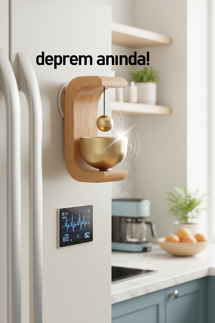 Ahşap Kapı Çanı - Deprem Zili - Dekoratif Zil -Japon Rüzgar Çanı  Yapışkanlı ve Mıknatıslı 722666