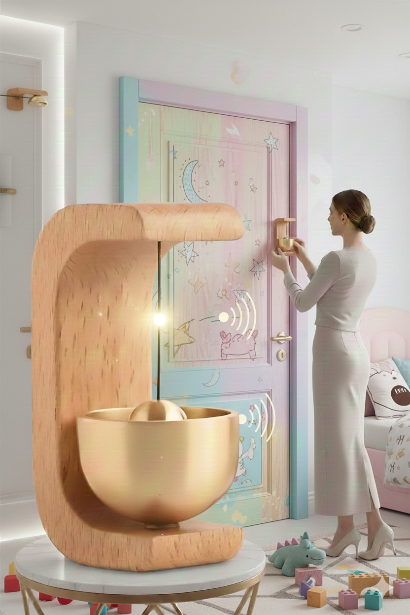 Ahşap Kapı Çanı - Deprem Zili - Dekoratif Zil -Japon Rüzgar Çanı  Yapışkanlı ve Mıknatıslı 722666