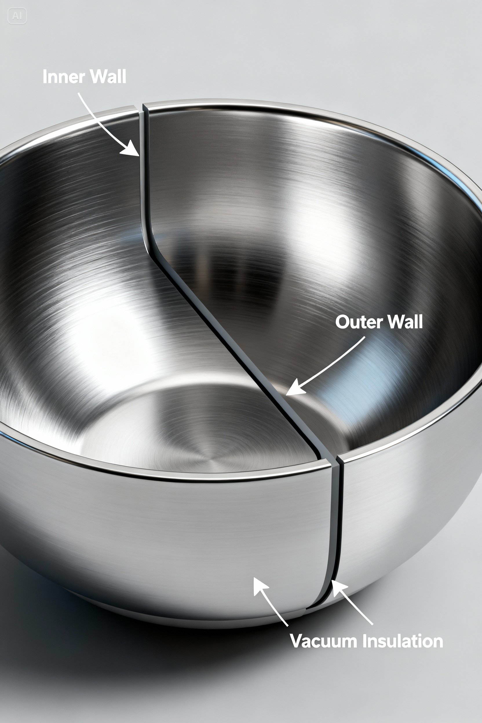 Çift Cidarlı Isı Yalıtımlı 2’li Lüks Kase Seti (16cm & 18cm) Premium 304 Paslanmaz Çelik 722667