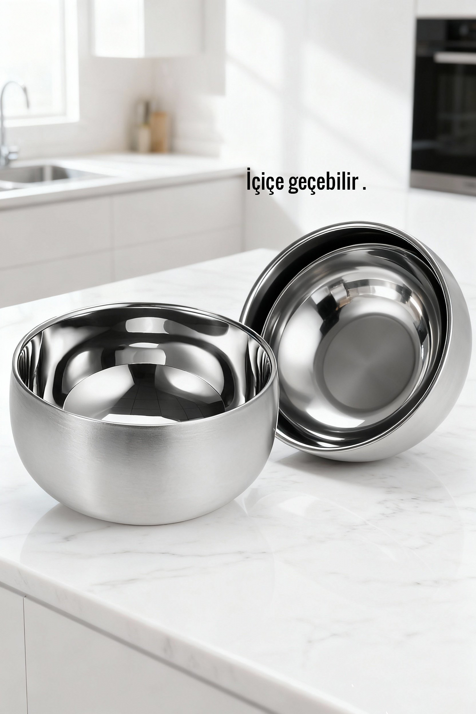 Çift Cidarlı Isı Yalıtımlı 2’li Lüks Kase Seti (16cm & 18cm) Premium 304 Paslanmaz Çelik 722667