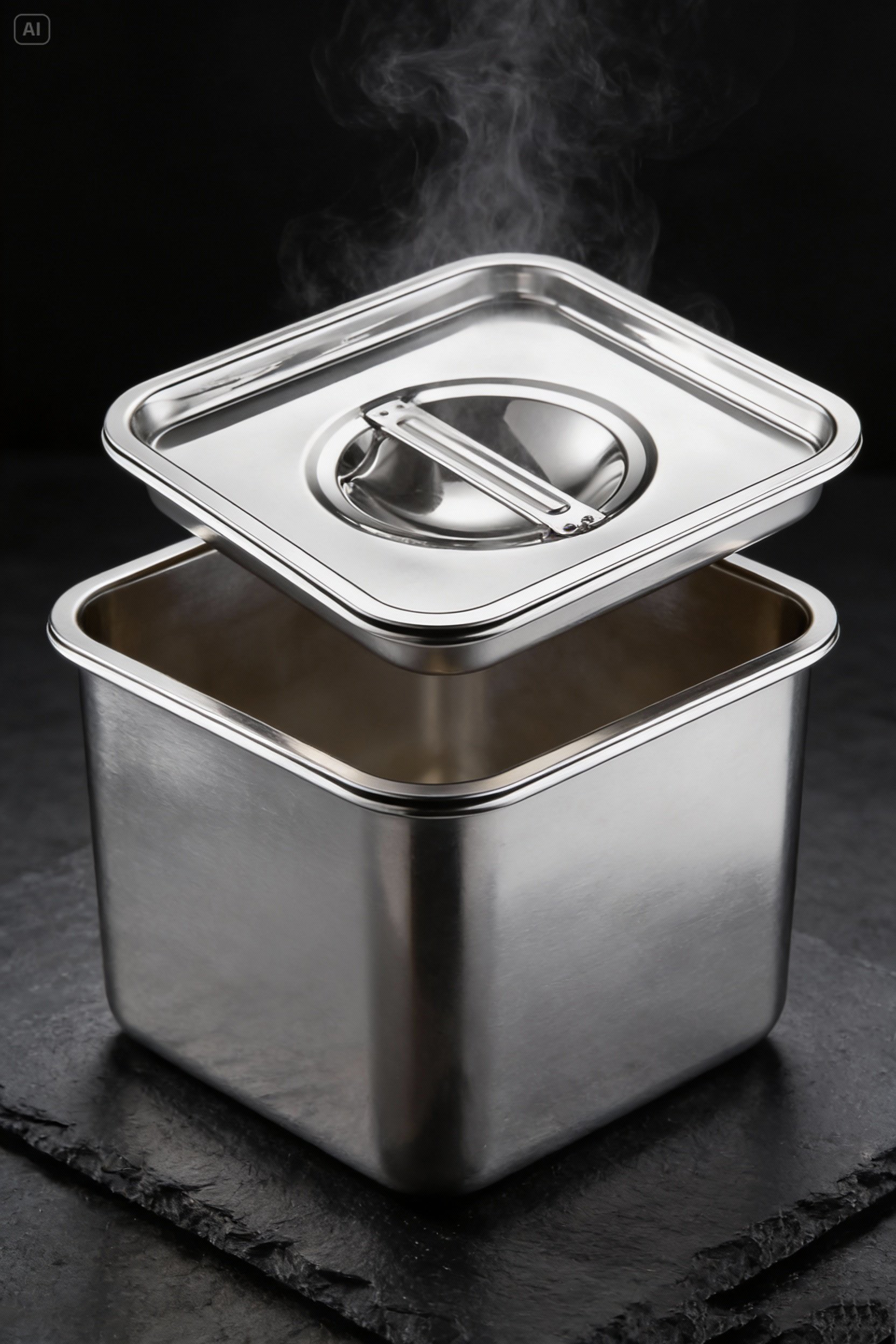 Premium Inox Saklama Kabı - Hava Sızdırmaz Mutfak Düzenleyici 14x11 cm 304 Paslanmaz Çelik 722669