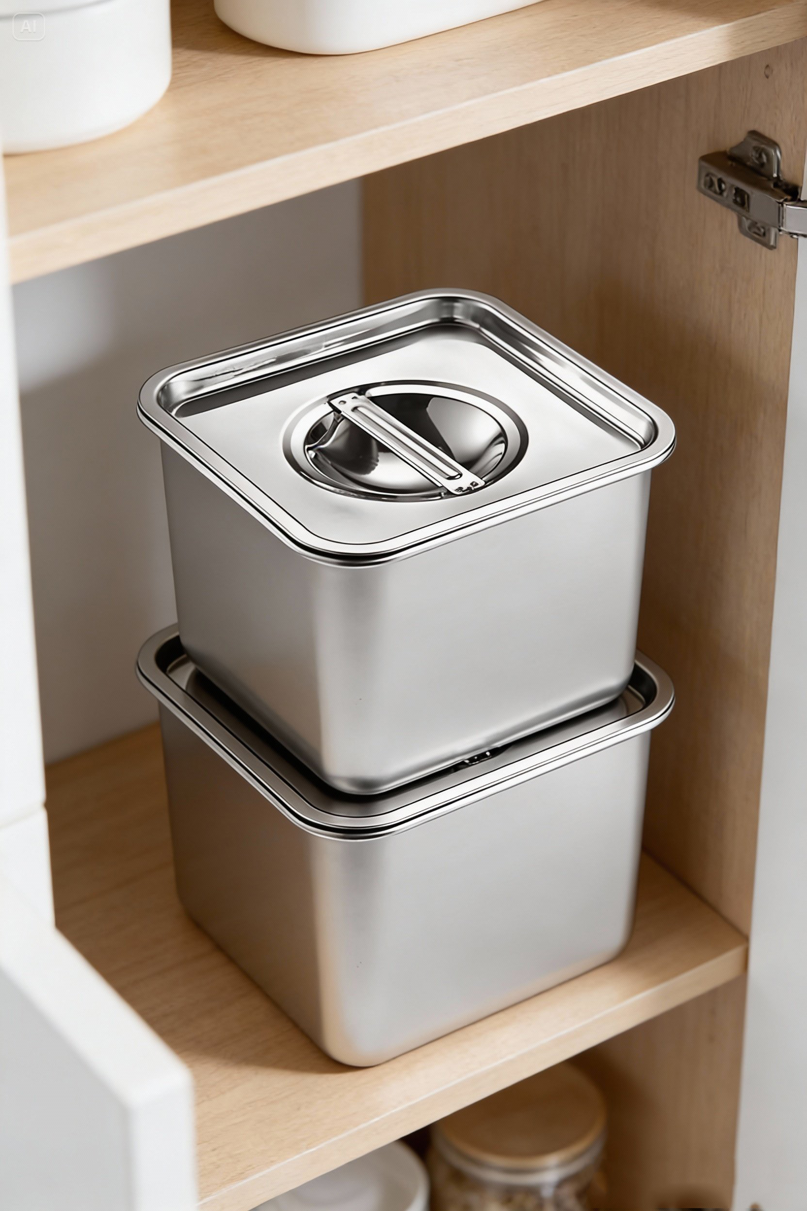 Premium Inox Saklama Kabı - Hava Sızdırmaz Mutfak Düzenleyici 16x12 cm 304 Paslanmaz Çelik 722670