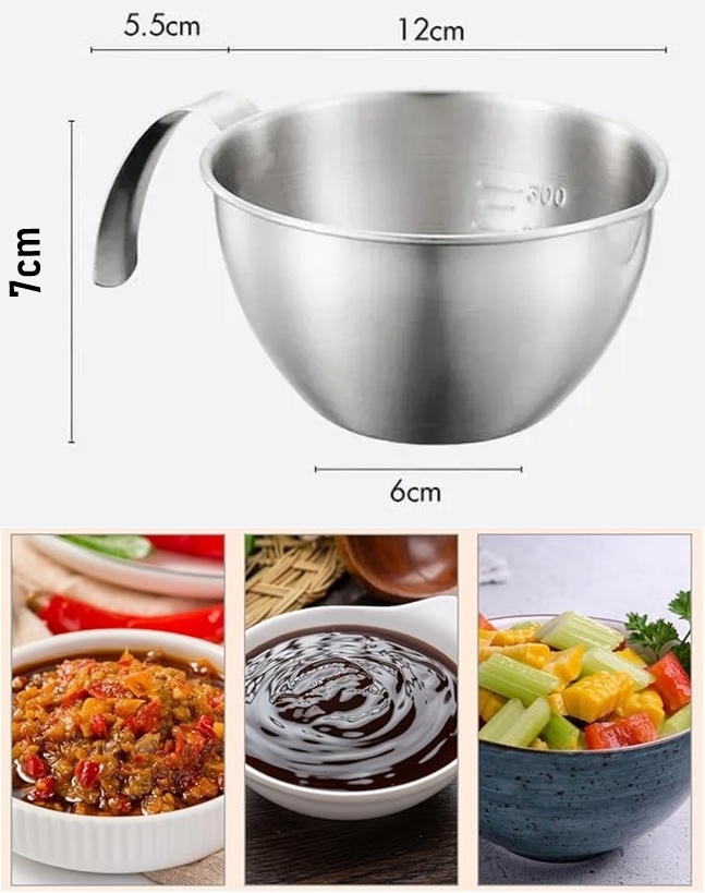 Inox Çelik Profesyonel Ölçülü Karıştırma Kabı - 400 ml Sos & Hazırlık Şefi Serisi 722672