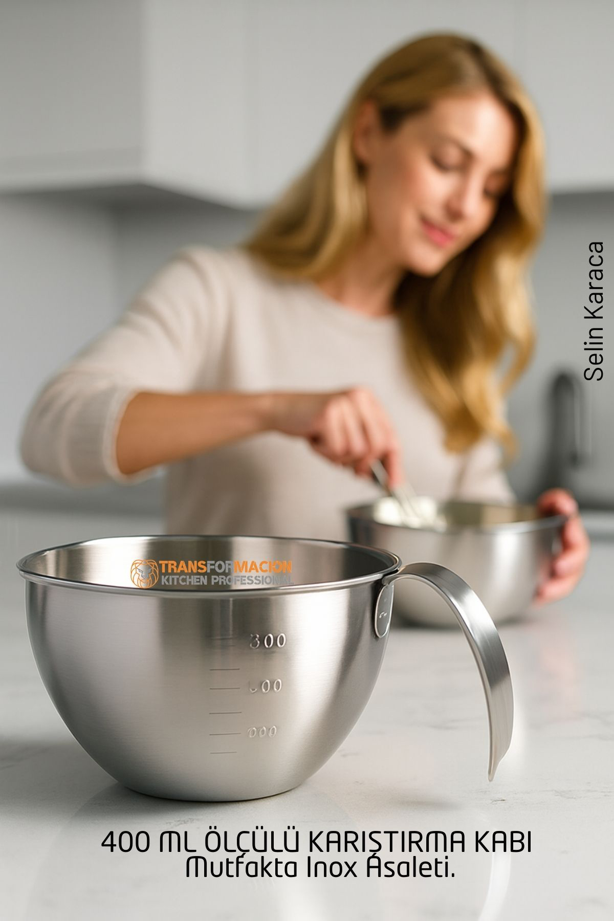 Inox Çelik Profesyonel Ölçülü Karıştırma Kabı - 400 ml Sos & Hazırlık Şefi Serisi 722672