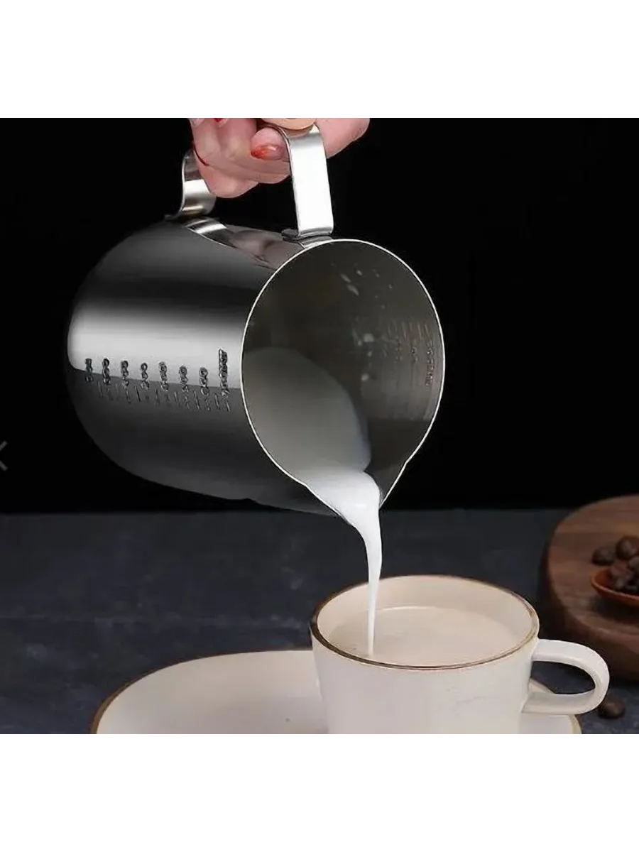 İnox 350ml Barista Süt Sürahisi - Süt Köpürtme Potu -  Paslanmaz Çelik  722675