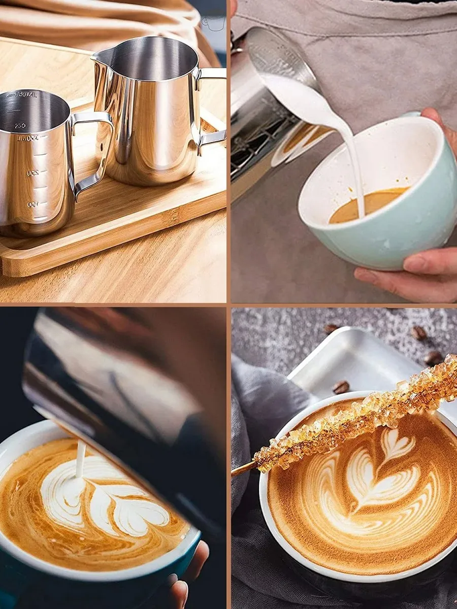 İnox 350ml Barista Süt Sürahisi - Süt Köpürtme Potu -  Paslanmaz Çelik  722675