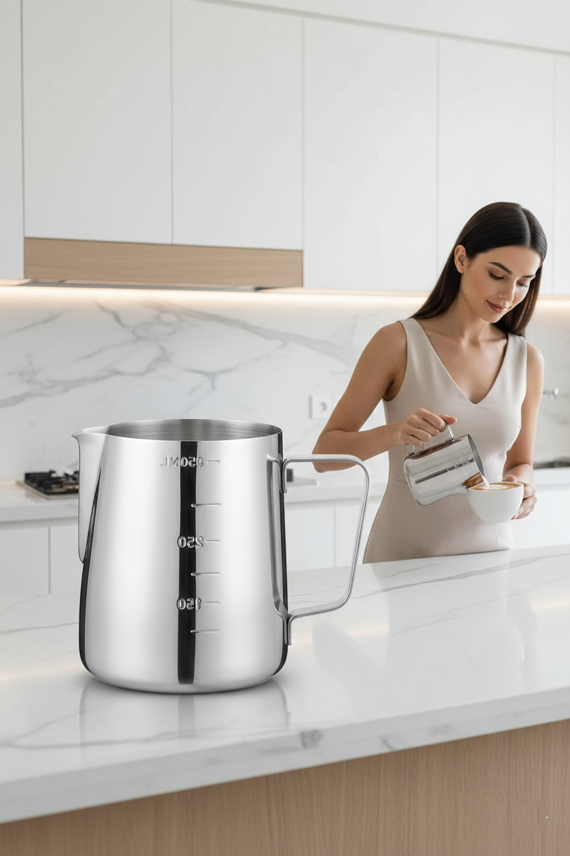 İnox 350ml Barista Süt Sürahisi - Süt Köpürtme Potu -  Paslanmaz Çelik  722675