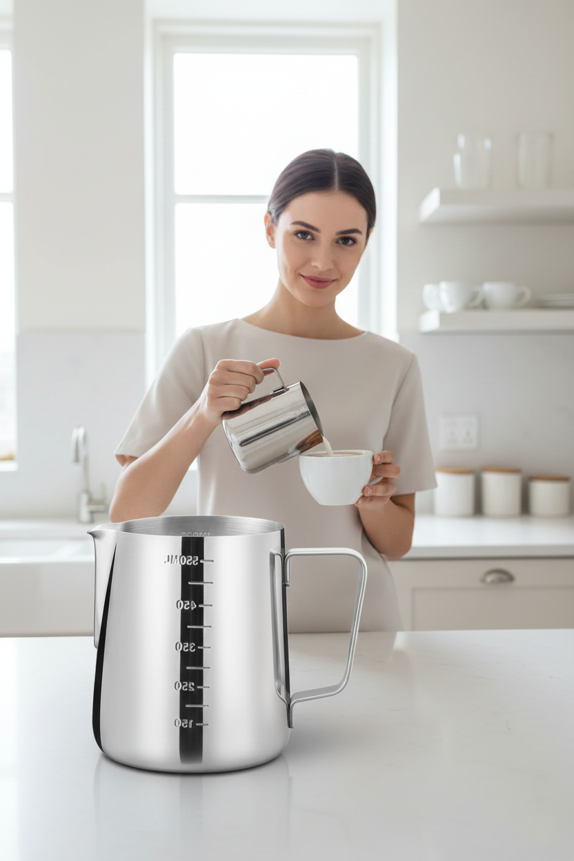 İnox 550ml Barista Süt Sürahisi - Süt Köpürtme Potu -  Paslanmaz Çelik  722676